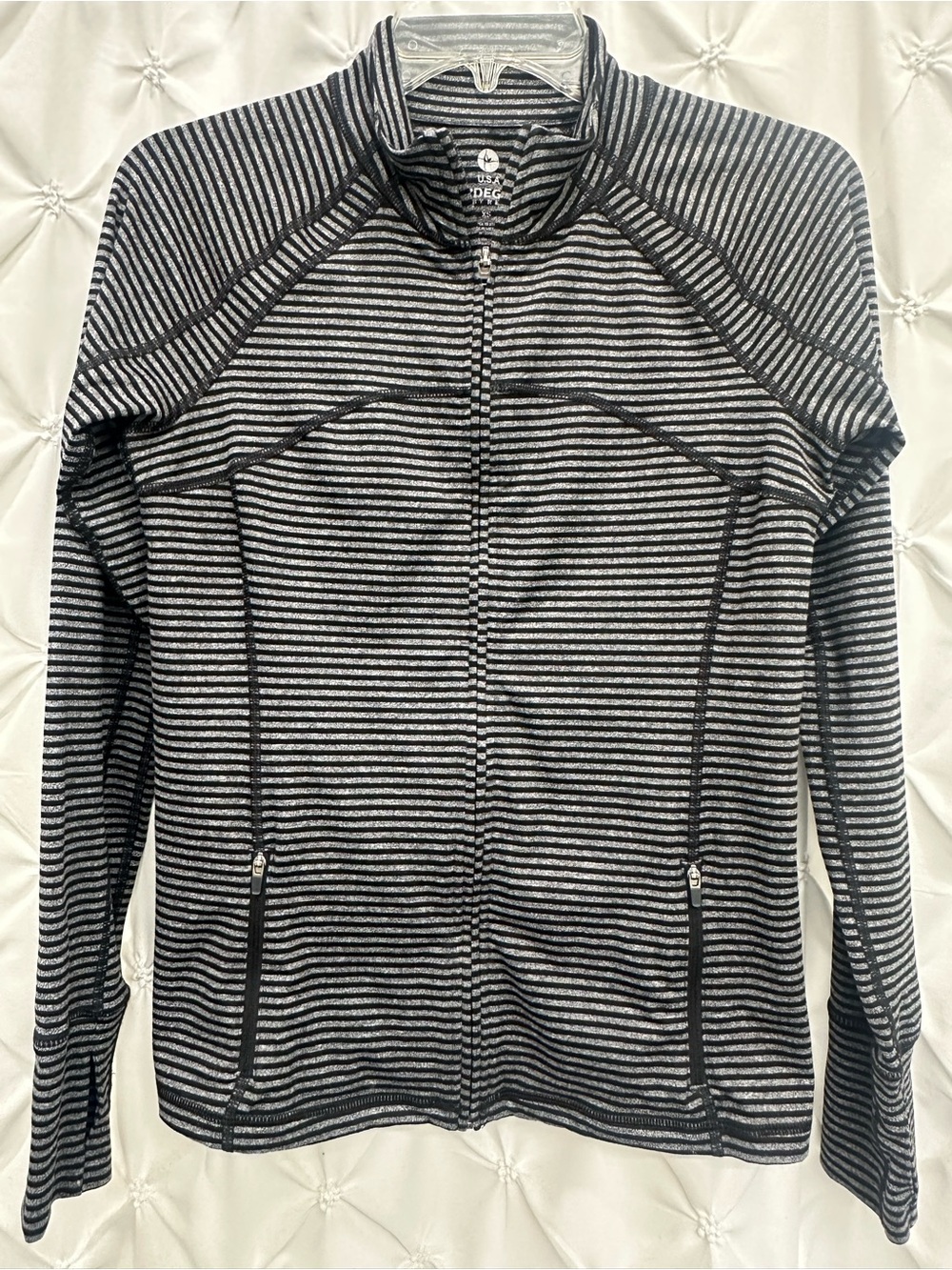 90 Degree By Reflex Striped zip up Black & Gray